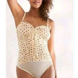 Free People yellow flower Dot Bodysuit